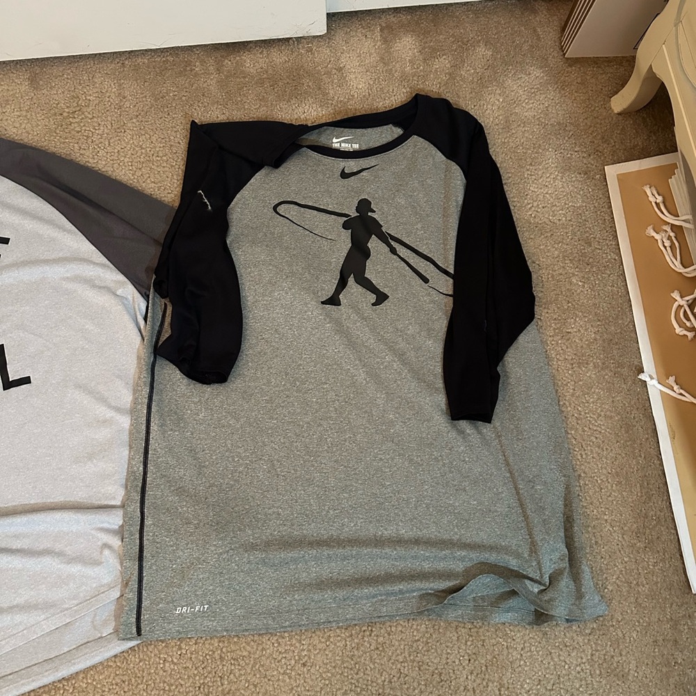 Nike rate Swingman Gray and Black Long Sleeve Tees - Picture 3 of 3